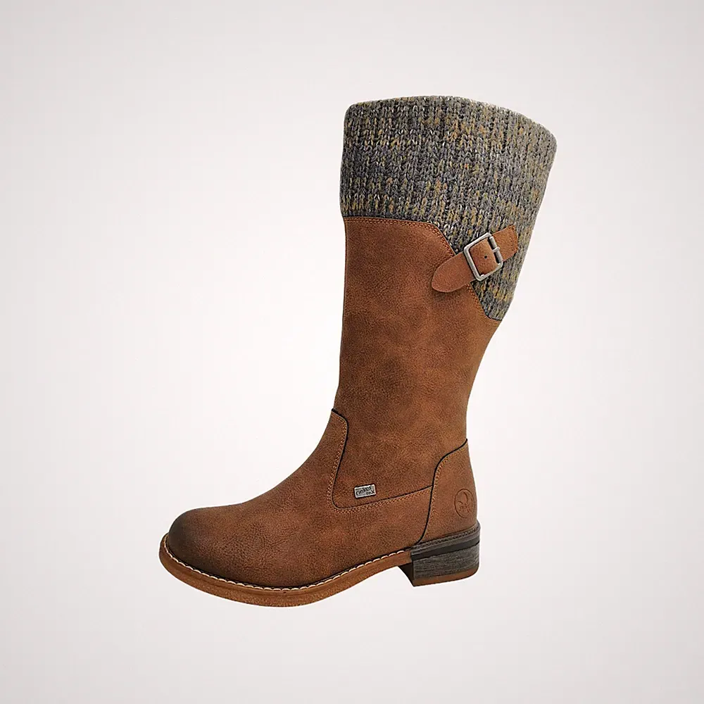 Rieker Damenschuhe Stiefel Gefüttert Schaftstiefel Braun Freizeit