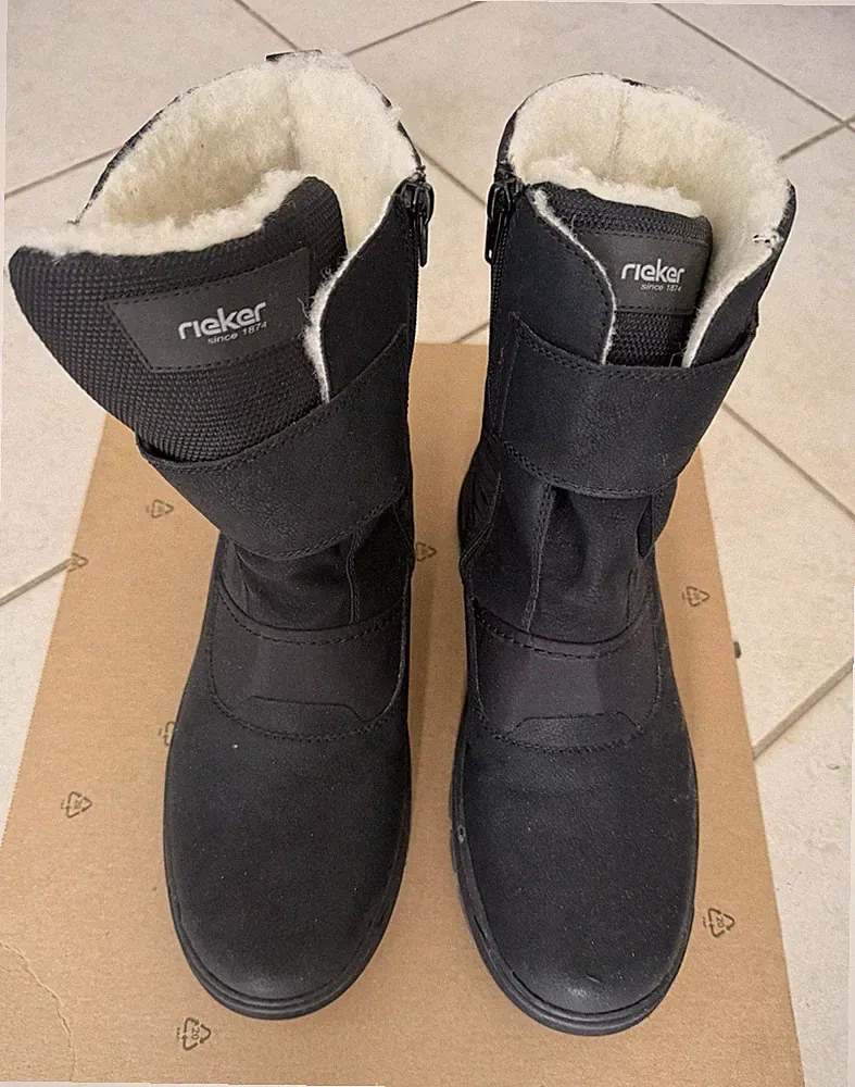 Rieker Herren Schneestiefel Winter gefüttert Kunstpelz schwarz RV Anti-Rutsch 42
