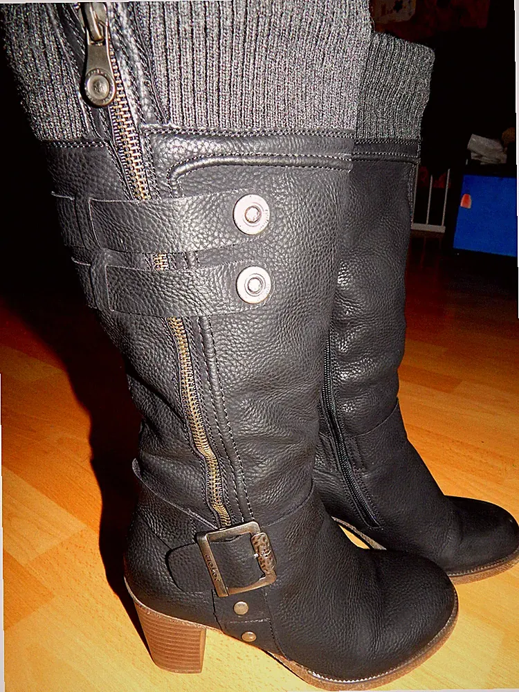Rieker hohe Stiefel Winter Damen Gr. 38 schwarz Leder gefüttert