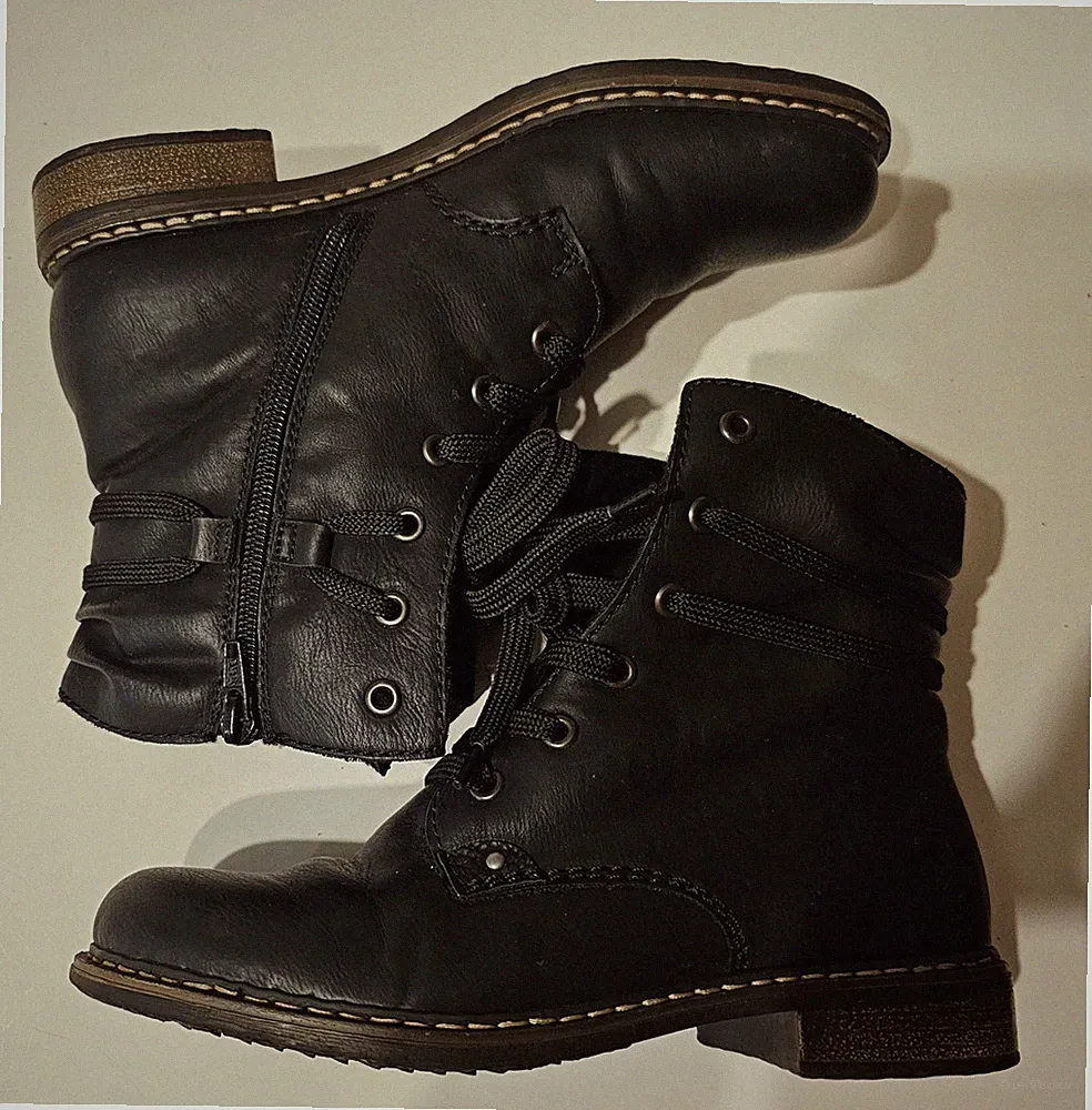 Ƹ̵̡Ӝ̵̨̄Ʒ Rieker Leder Sneaker Boots warm/gefüttert Gr. 37 Schwarz Top Ƹ̵̡Ӝ̵̨̄Ʒ