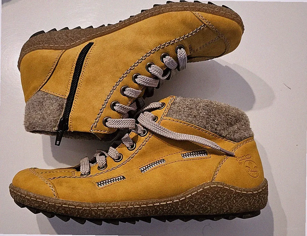 Ƹ̵̡Ӝ̵̨̄Ʒ Rieker Leder Sneaker Boots warm/gefüttert Gr. 38 Gelb NeuwertigƸ̵̡Ӝ̵̨̄Ʒ