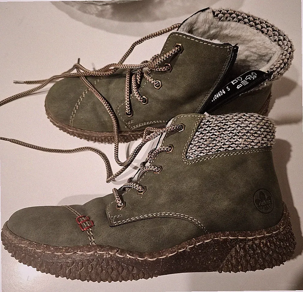 Ƹ̵̡Ӝ̵̨̄Ʒ Rieker Leder Sneaker Boots warm/gefüttert Gr. 38 Grün Neu Ƹ̵̡Ӝ̵̨̄Ʒ
