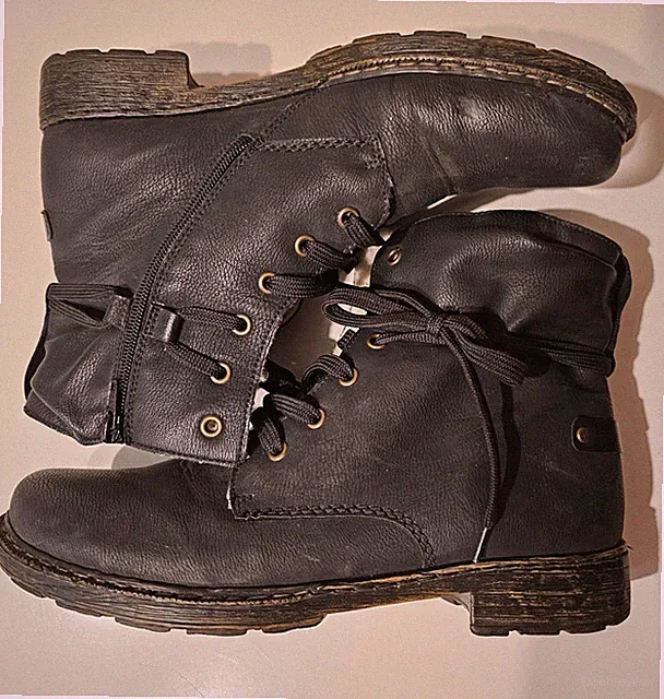 Ƹ̵̡Ӝ̵̨̄Ʒ Rieker Leder Sneaker Boots warm/gefüttert Gr. 42 Schwarz Top Ƹ̵̡Ӝ̵̨̄Ʒ