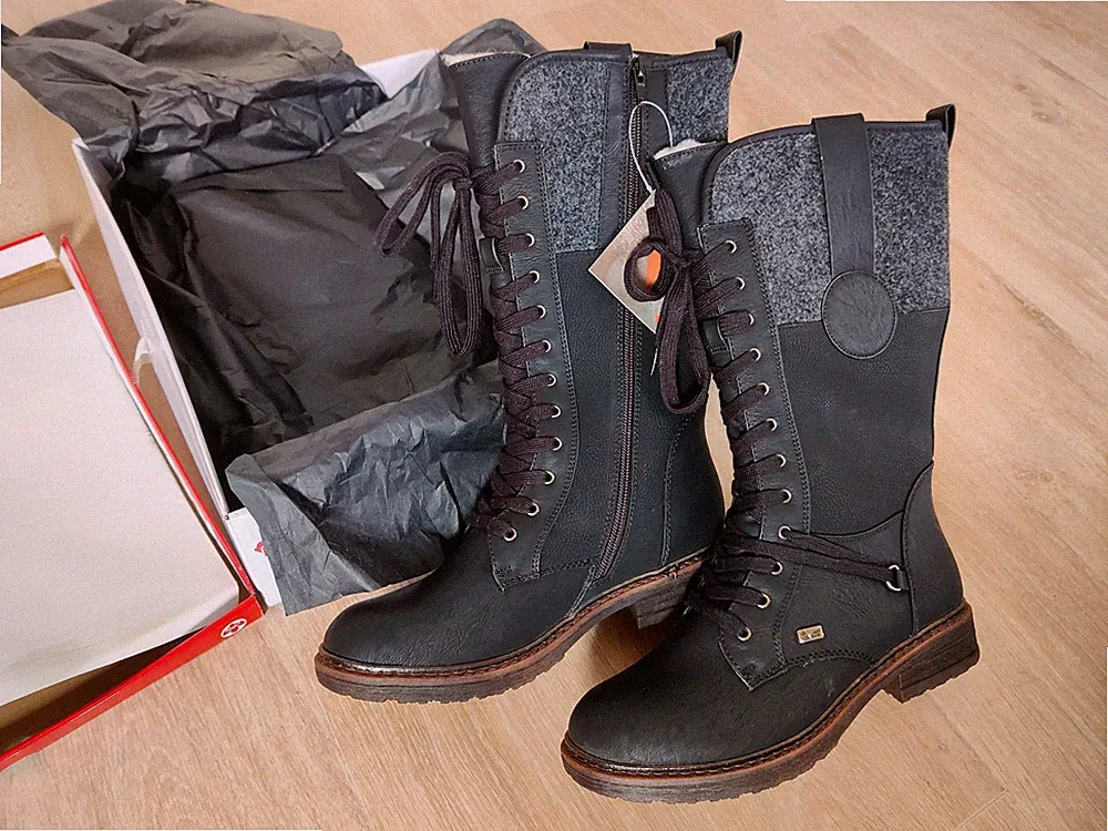 Rieker TEX Damen Schnürstiefel Winterstiefel schwarz Größe 38 - NEU