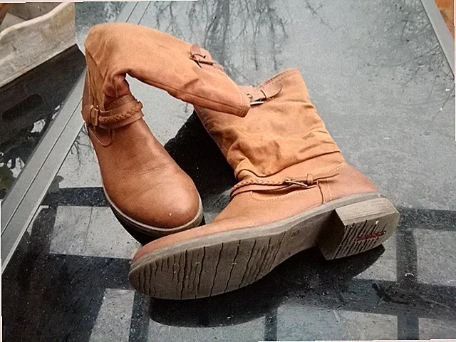 Rieker warme Stiefel Kunst Lederstiefel braun 40 Absatz Schaftweite 34 gefüttert