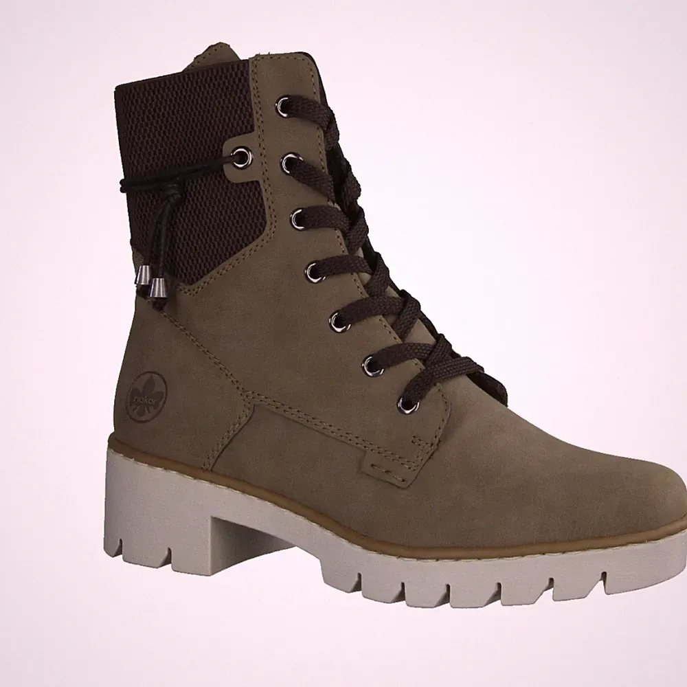 Rieker X5720-64 Damenschuhe, Stiefelette, Lederimitat, Beige, gefüttert