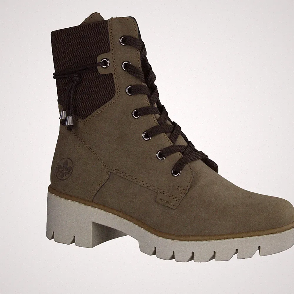 Rieker X5720-64 Damenschuhe, Stiefelette, Lederimitat, Beige, gefüttert