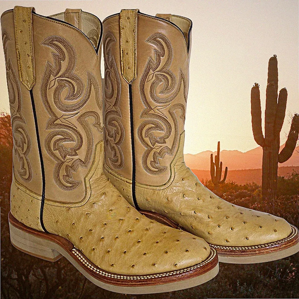 Rios of Mercedes Stroh Full Feder Strauß Kreppsohle Damen Cowboy Stiefel 5.5C 7M