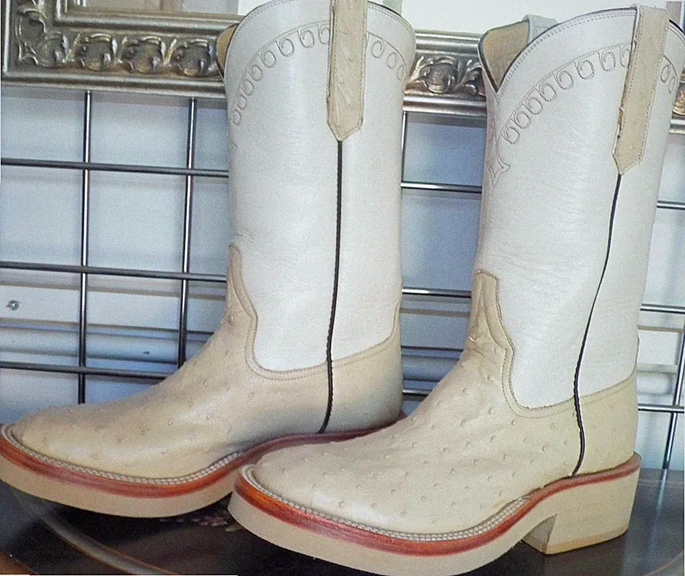 Rios Of Mercedes Winter White Full Quill Strauß Cowboy Boots Damen 7