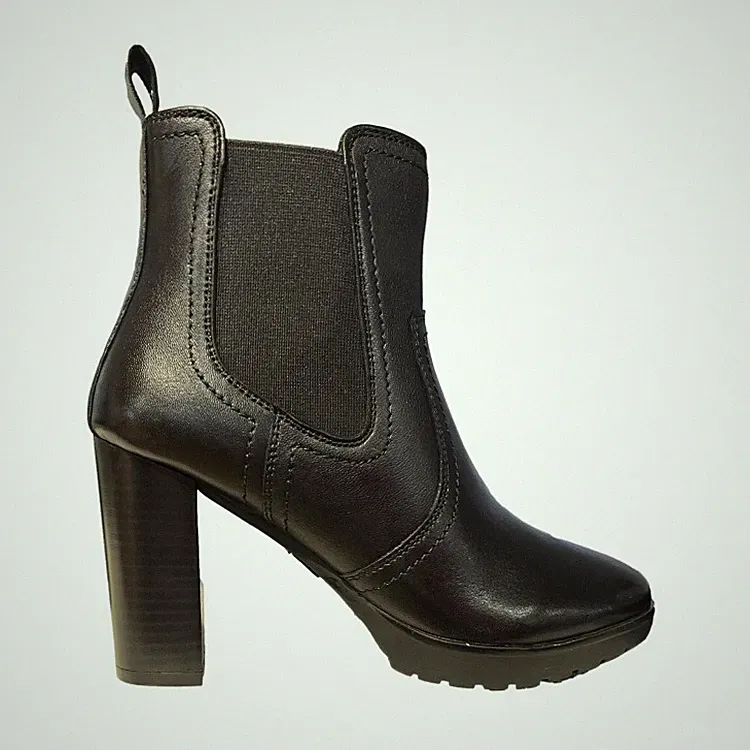 Riposella Damen Leder mit Reißverschluss und Gummizug - SCHWARZ (schwarz)