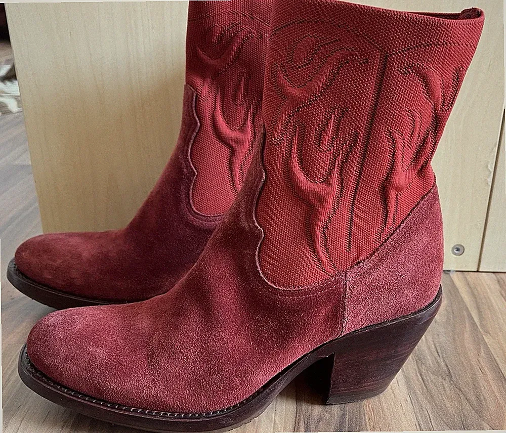 Rocco P. Stiefel Leder Rot Größe 37 Neu!