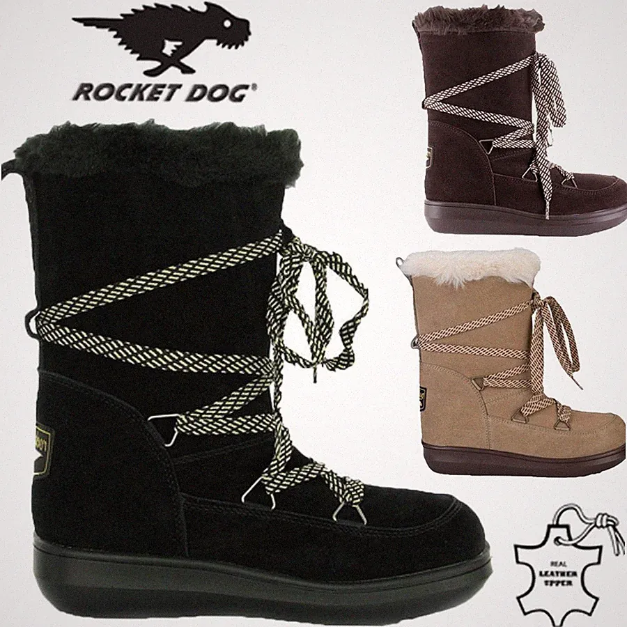 ROCKET HUND DAMEN LEDER FELL GEFÜTTERT WINTER SCHNEE WARM WANDERSCHUHE GRÖSSE