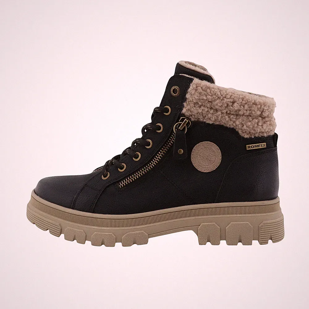 Romika Damenschuhe Schnürer Winterstiefel Schwarz Freizeit