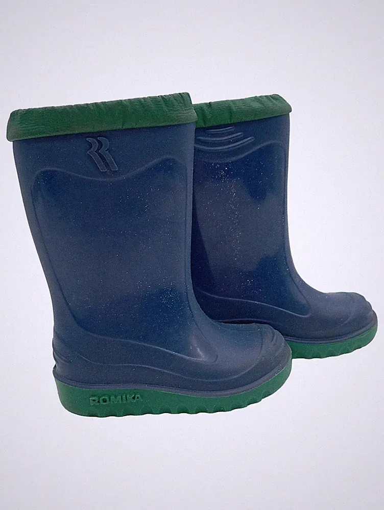 Romika Kinder Gummistiefel Gr. 20 Blau Grün Thermo gefüttert