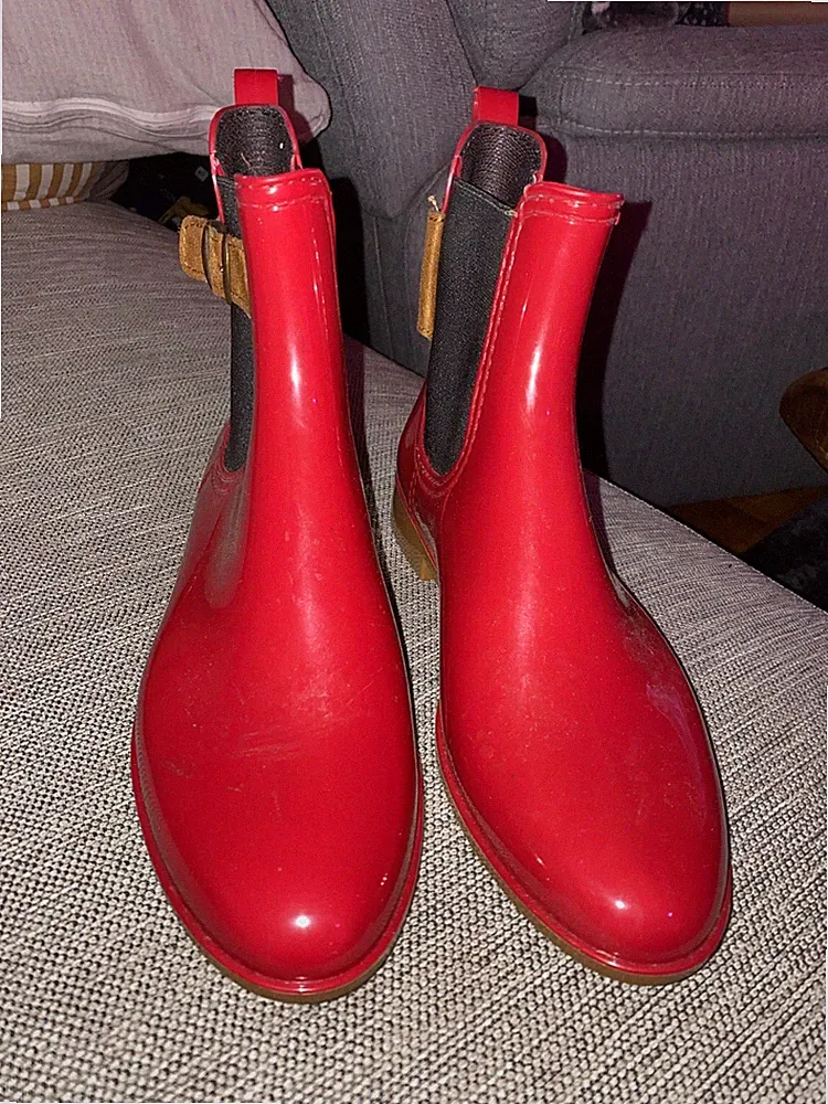 Rote Italy Regenstiefel Vintage Bootie Stiefeletten