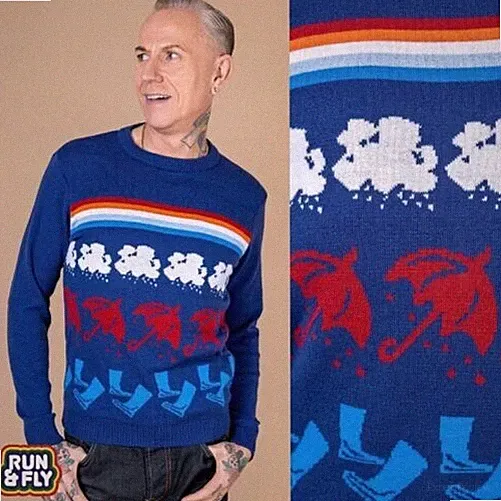 Run and fly Regentage Pullover Kitsch Retro Süß Regenbogen Wolken Gummistiefel