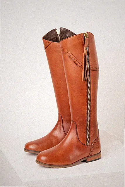 Rydale Spanische Reitstiefel Leder Full Zip Slim Regular Fit Kniehoch Stiefel Hellbraun