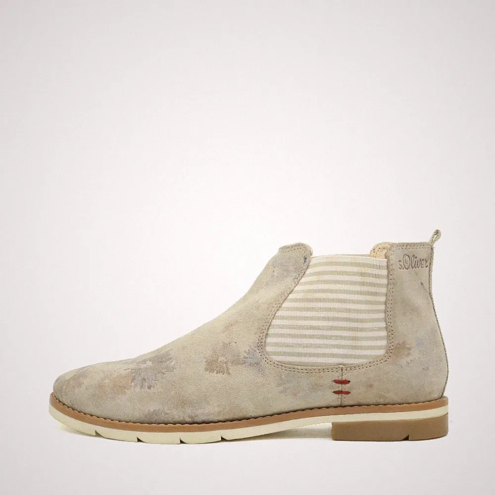 s.Oliver Damen Chelsea Boot Floral Stiefelette Beige Freizeitschuhe Boots EU 38