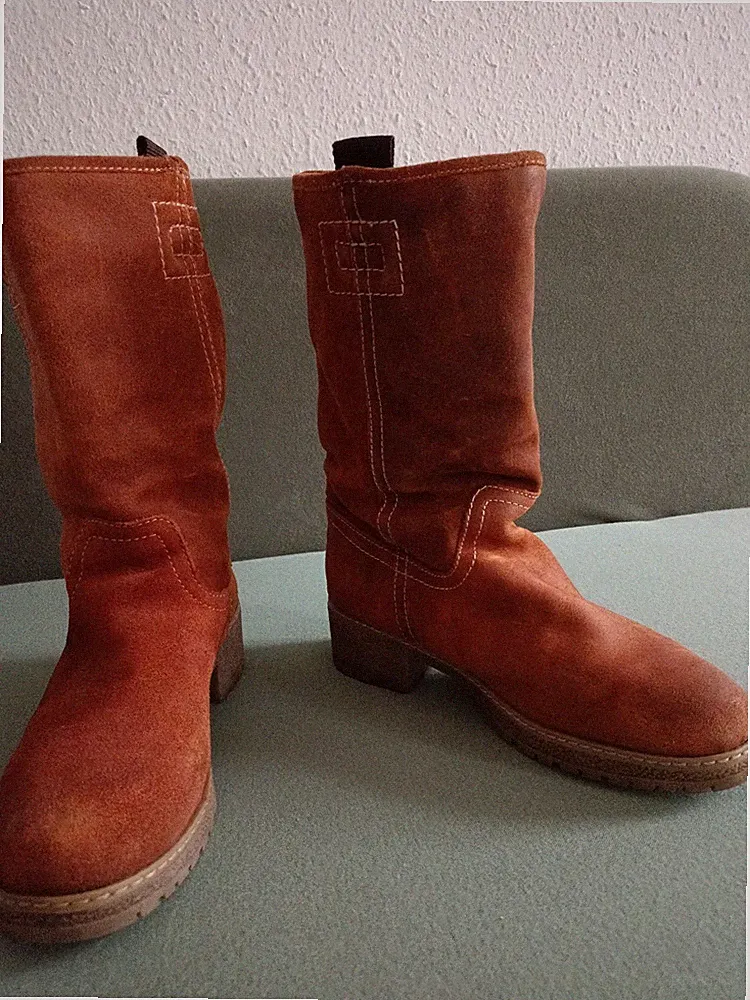 s.Oliver Damen Winter Wildlederstiefel Warmfutter, Farbe orange, Größe 39