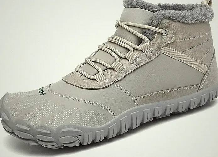 SAGUARO Barfußschuhe Gefüttert Herren Winterschuhe Damen Warm Winterstiefel Weiß