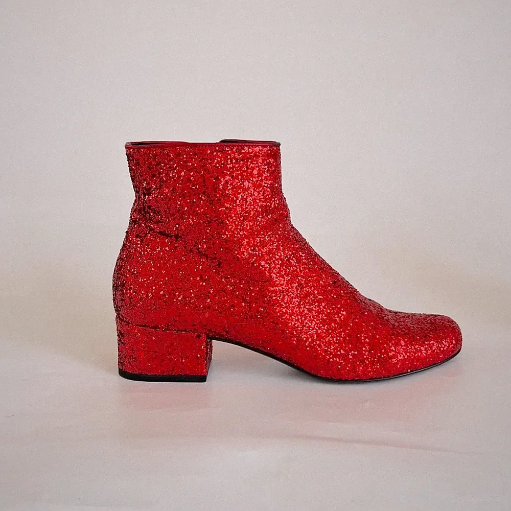 Saint Laurent Stiefeletten Rot Glitzer Stiletto EU 37,5 / US 7,5