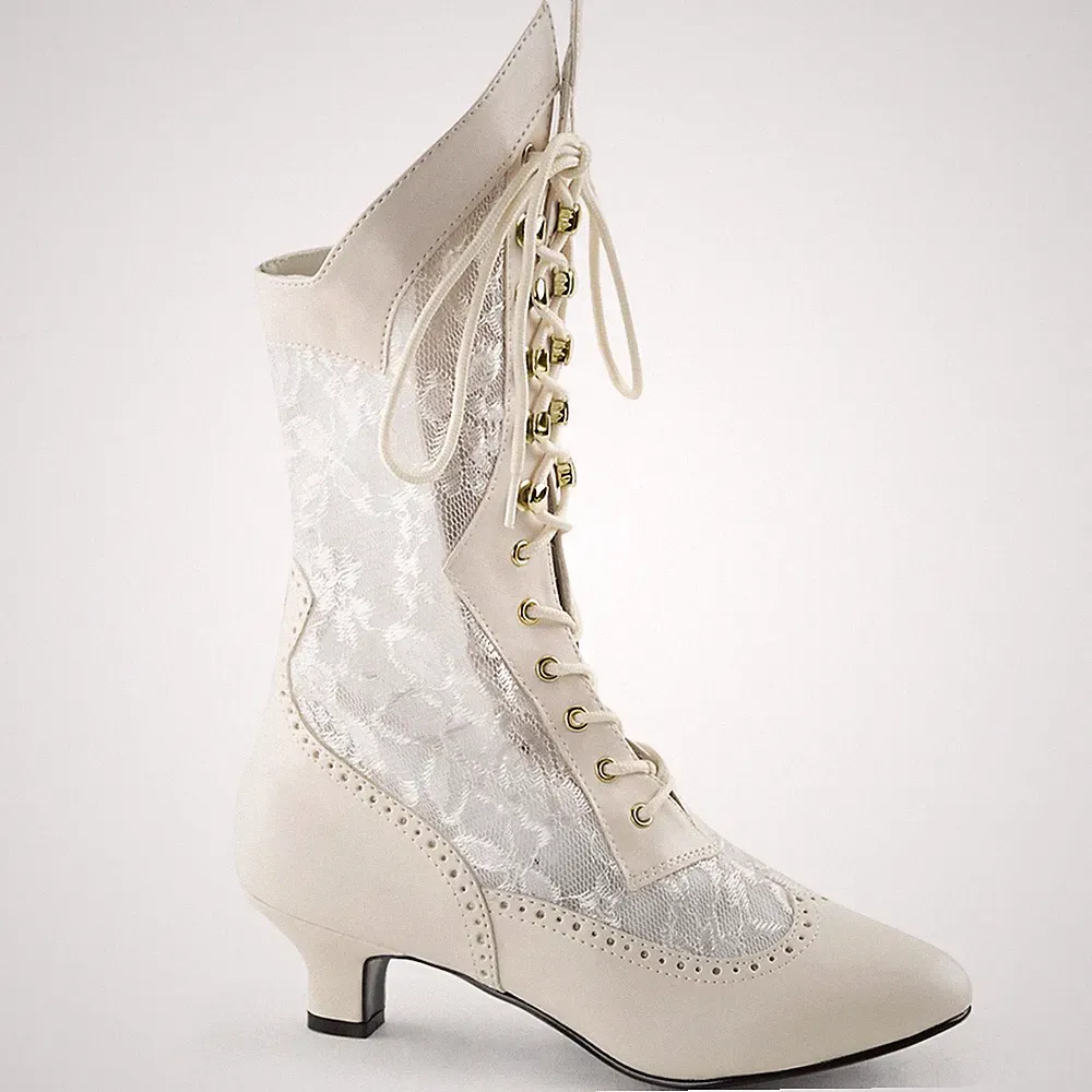 Sale DAME-115 Funtasma viktorianisch Lady Schnürstiefel elfenbein matt Spitze 41