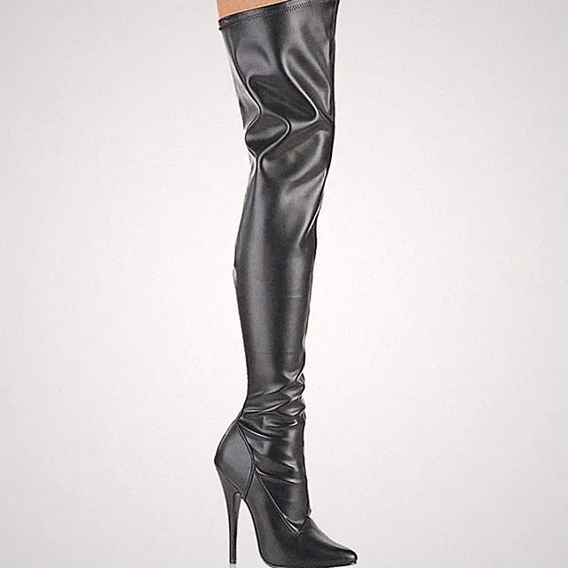Sale DOMINA-3000 Devious Damen High Heels Overknee Stretchstiefel schwarz Gr 37