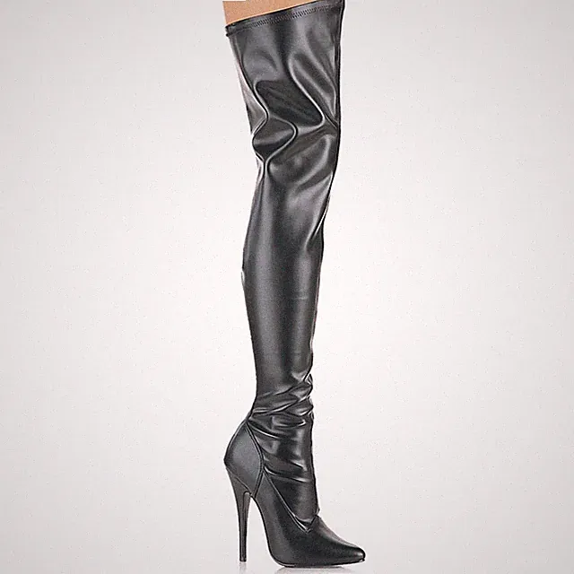 Sale DOMINA-3000 Devious High Heels Overknee Stretchstiefel schwarz matt Gr 40