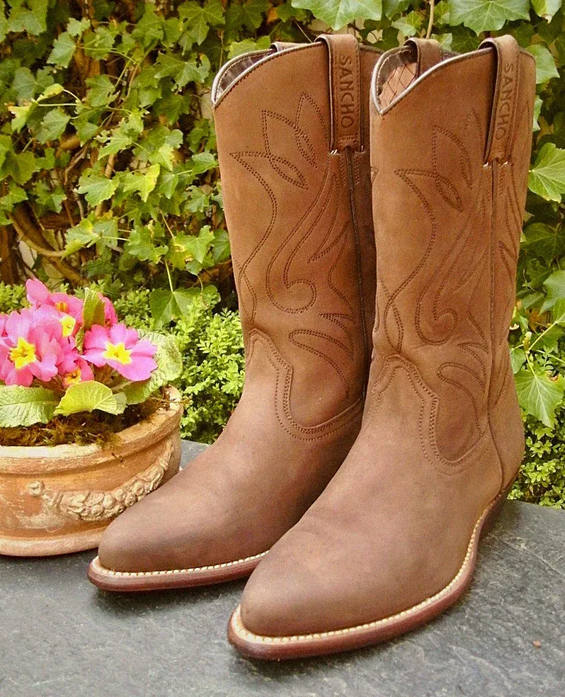 SANCHO 🇪🇸 Cowboy-Stiefel Gr.37 Kalbsleder braun, bestickt, 1x getr. NP: 325€