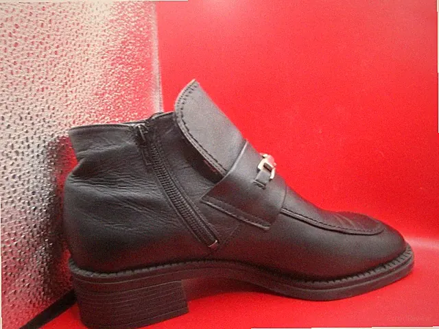 Sandra Damen Stiefelletten Ankleboots Booties Leder Schwarz Gr. 42 Reisverschl