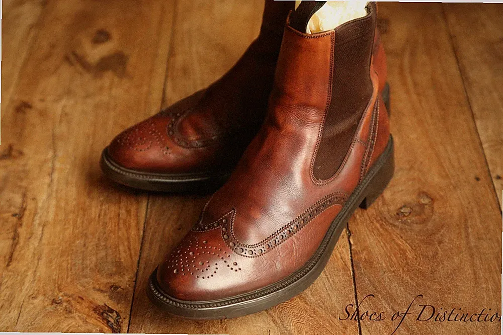 Santoni Braun Hellbraun Leder Brogue Chelsea Boots Schuhe Damen UK 5 US 8 EU 38