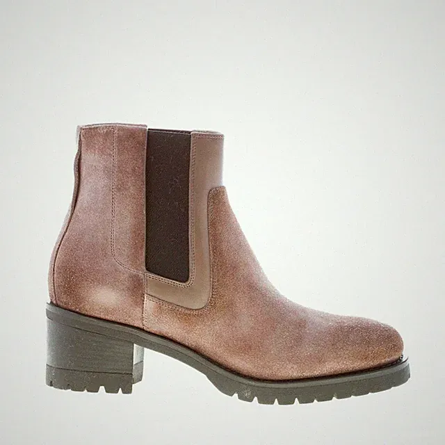 SANTONI Damenschuhe Stretch Wildleder Stiefelette taupe Absatz 5,5 cm