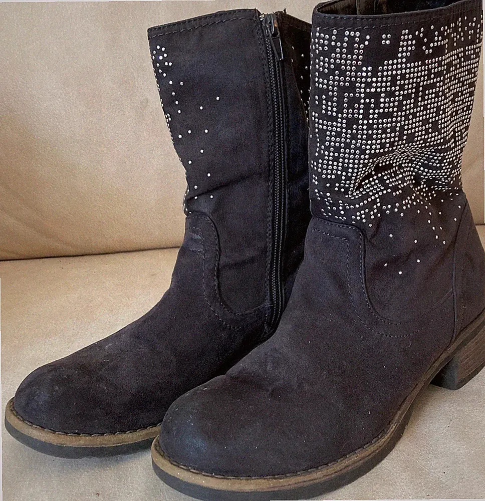 SAT WALK Damen Stiefelette Boots Gr 38 Braun Glitzer Nieten Reißverschluß