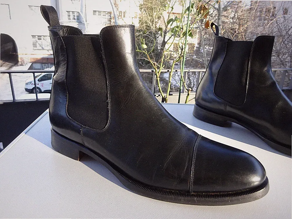 SCAROSSO Herren Goodyear Welt Schuhe Chelsea Stiefel Leder Italy Gr.47,5 TOP