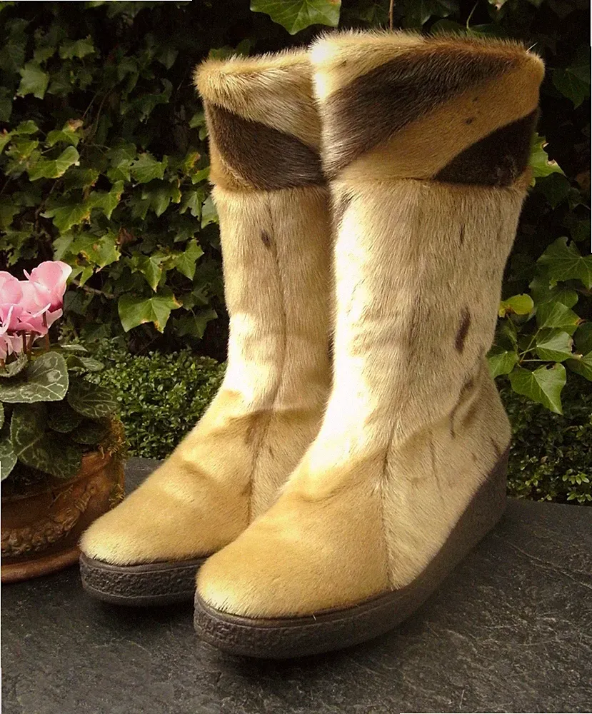 SCHAPURO 🇩🇪 OutdoorBoots Gr.38,5 echt Seehund-Fell + Lammfell 2x getr. NP:239€