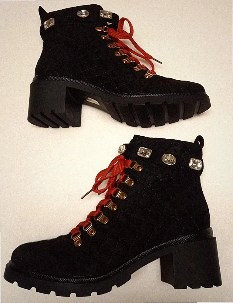 Schicke Damen Stiefeletten Glamour Schwarz Strasssteine Gr. 40 von Salinyang