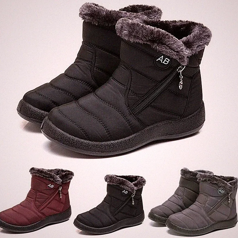 Schneeschuhe Winter Damen Wasserdicht Stiefel Warm Stiefeletten Flache Boots DE