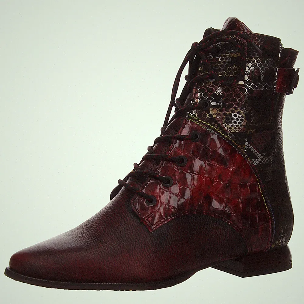 Schnür-,Zug-u.Schnallenstiefel von Simen in Rot