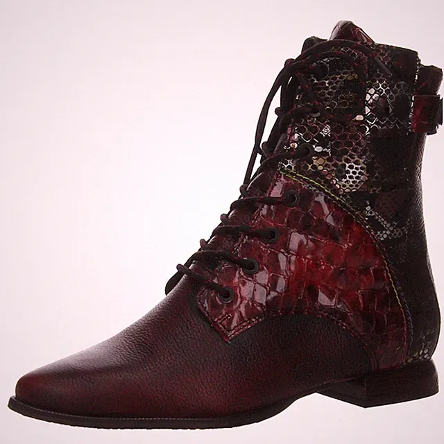 Schnür-,Zug-u.Schnallenstiefel von Simen in Rot