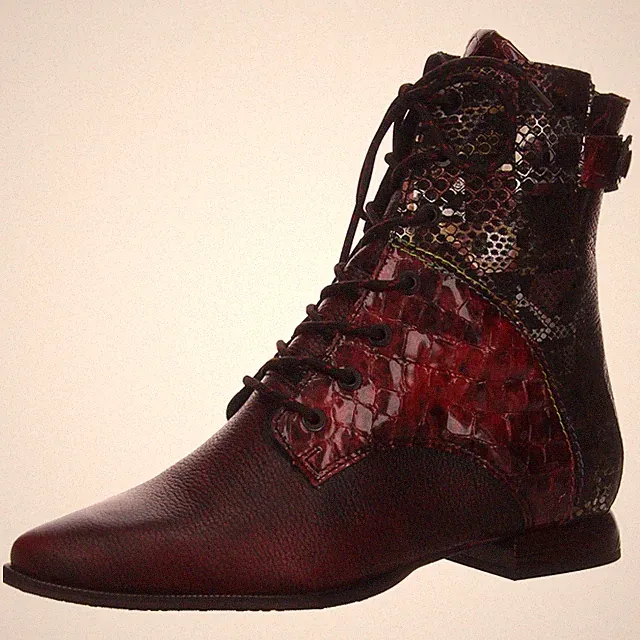 Schnür-,Zug-u.Schnallenstiefel von Simen in Rot
