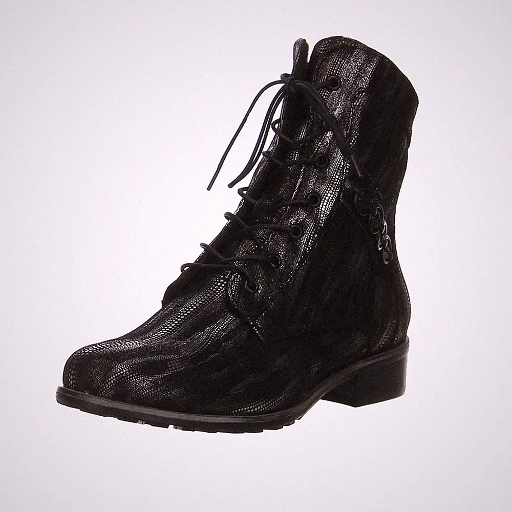 Schnür-,Zug-u.Schnallenstiefel von Simen in Schwarz