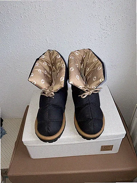 Schnürboots Daunen Winterfest Gr. 37 Schwarz Wie Neu Flufie