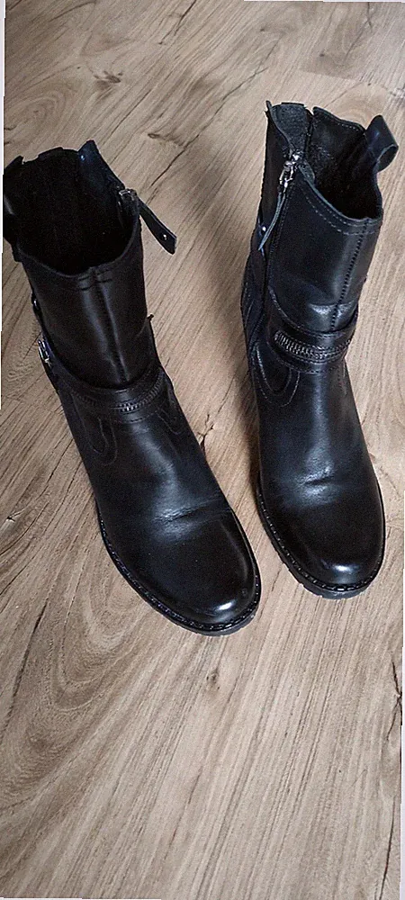 Schöne, Empodium Damen Leder Stiefeletten 37 in schwarz