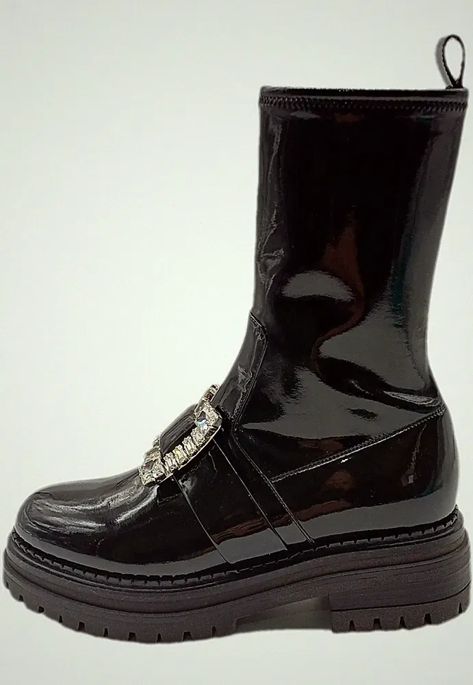 Schuhe Sergio Rossi Gr. 36,5 Stiefeletten schwarz Lack Angebot 1.100€ rd27