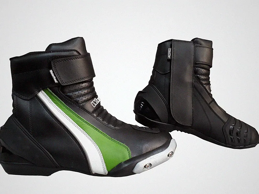 Schuhe Stiefel Stiefeletten kurz niedrig WinNet Motorrad mit Protektoren und Slidern grün