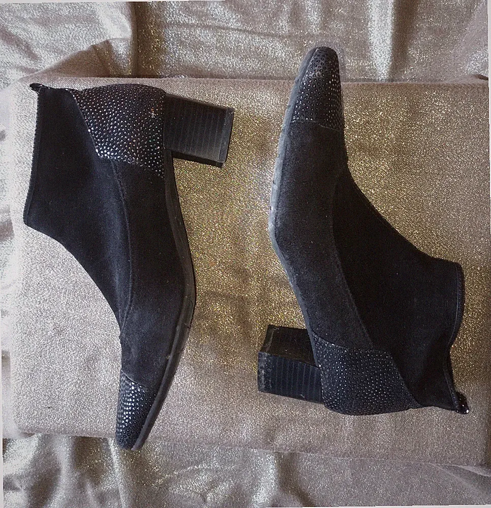 Schuhe Stiefeletten schwarz und glitzer BRUNATE Damen 38 Absatz 5 cm