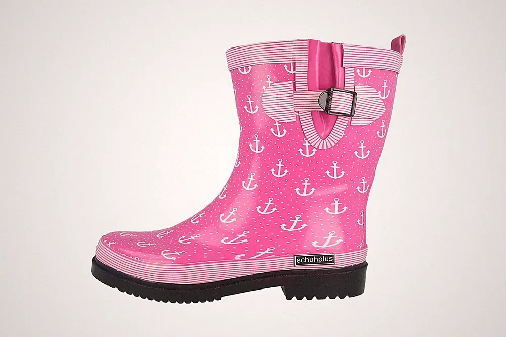 schuhplus Gummistiefel in Übergrößen Pink Marleen-Fuchsia-Weiß große Damenschuhe