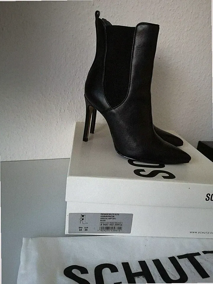 Schutz Damen Skinny Boots Kurzschaft Stiefel Leder, Gr.36