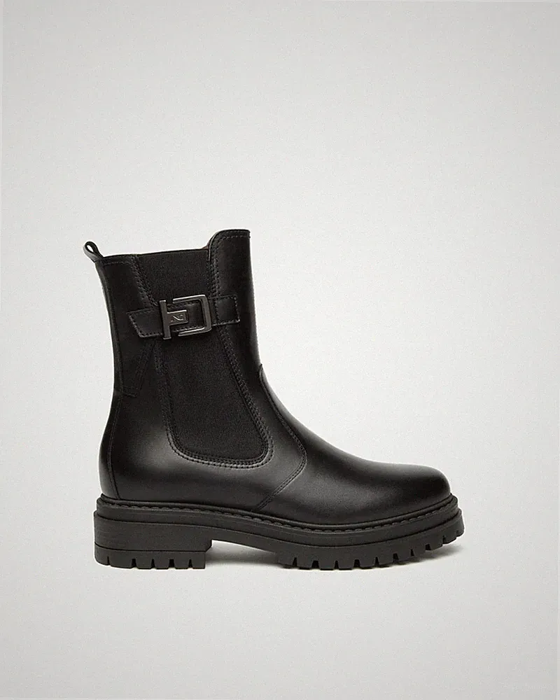 Schwarz Garten Stiefeletten Chelsea Frauen Leder mit Reißverschluss I514830D