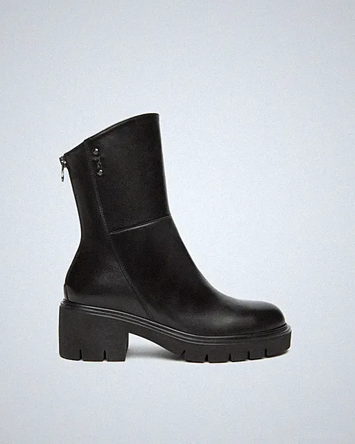 Schwarz Garten STIVALETTO Frau Mit Absatz Niedrig Schwarzes Leder I514818D